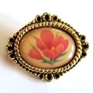 Vintage Camco tulip pin gold tone brooch God's love is with you always